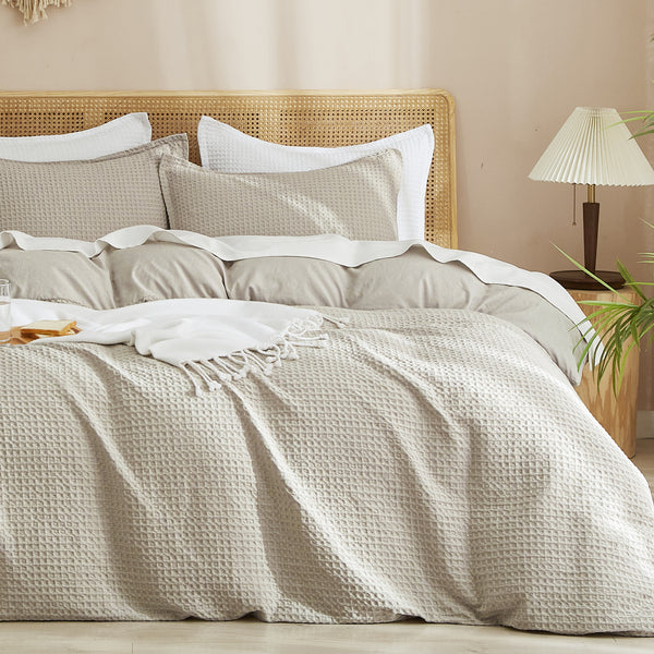 PHF Waffle Weave Duvet Cover Set