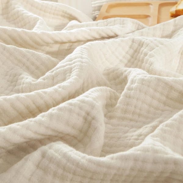 PHF 100% Cotton Muslin Blanket, 4-Layer Lightweight and Breathable Blanket, Luxuriously Soft Gauze Blanket for Couch Bed