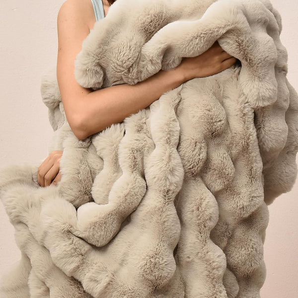 PHF Luxury Faux Rabbit Fur Blanket